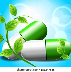 Capsules, spring background