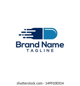 capsules with a symbol of speed, for distribution of pharmaceutical companies, vector logo template