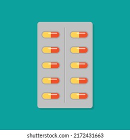 Comprimidos para las cápsulas. Pastillas médicas. Ilustración del vector