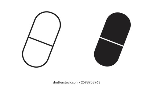 Capsules vector line icon illustration collection.