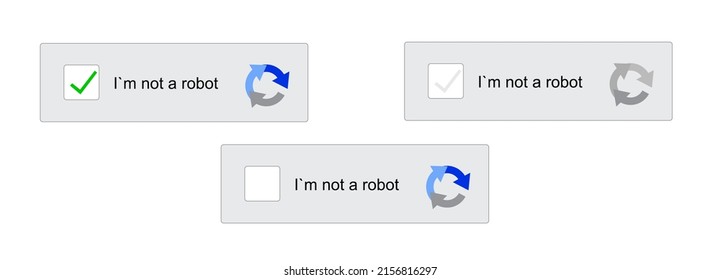 Capta, I'm not a robot. Internet test. vector illustration.