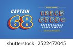 Captain 68: Creative Stylish Number Design. Strong number design concept. Perfect for custom kids sports jerseys and team apparel. Vector illustration