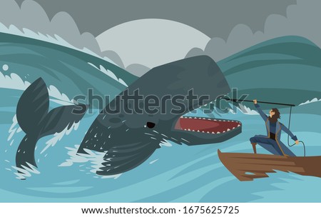 captain ahab hunting moby dick whale