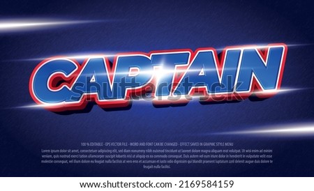 Captain america bold 3d style editable text effect Foto stock © 