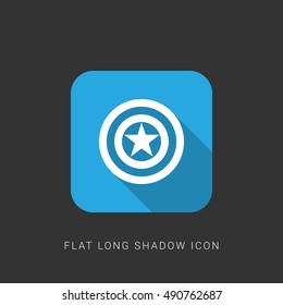 Captain America Flat blue long shadow Icon / Logo Design
