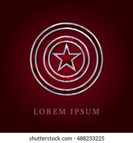 Captain America Red Crystal Ruby with Silver Precious Jewel Icon / Logo Design