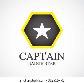 Captain badge of star hexagon abstract vector and logo design or template strong business icon of company identity symbol concept