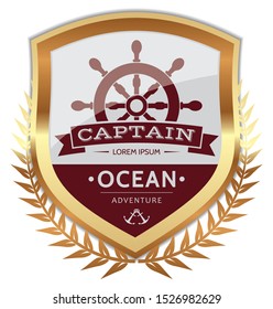 Captain Badge. Vector Golden Label.