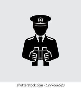 Captain with a Binoculars Avatar Vector Icon	