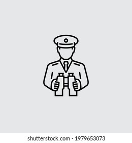 Captain With a Binoculars Vector Line Icon