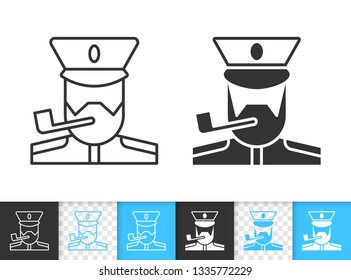 Captain black linear and silhouette icons. Thin line sign of sailor. Sea outline pictogram isolated on white, color, transparent background. Nautical Vector Icon shape. simple symbol closeup