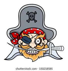 Captain Black Pirate - Vector Cartoon Illustration