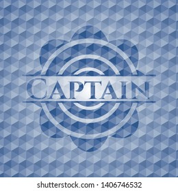 Captain blue badge with geometric pattern background. Vector Illustration. Detailed.