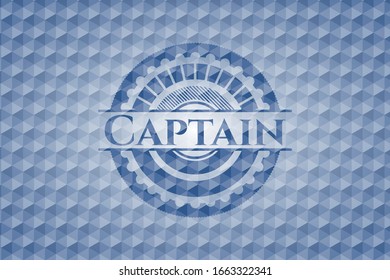 Captain blue emblem or badge with abstract geometric polygonal pattern background. Vector Illustration. Detailed.