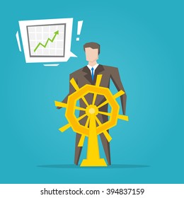 Captain businessman vector illustration. Business character graphic design. Businessman creative concept.