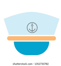 captain cap flat illustration on white