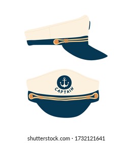 Captain cap icon isolated on a white background in a flat style. Vector illustration