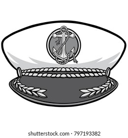 Captain Cap Illustration - A vector cartoon illustration of a Navy Captain Cap.