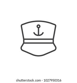 Captain cap outline icon. linear style sign for mobile concept and web design. Sailor's cap with anchor simple line vector icon. Symbol, logo illustration. Pixel perfect vector graphics