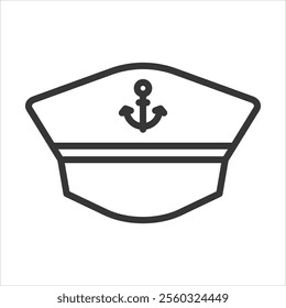 Captain Cap Outline Icon Vector Illustration