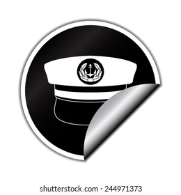 captain cap with round sticker