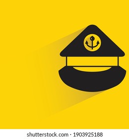 captain cap with shadow on yellow background