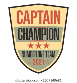 Captain Champion Typography Patch V76 Patch Streetwear, Urban Design Black and White Colors Patch Commercial Use