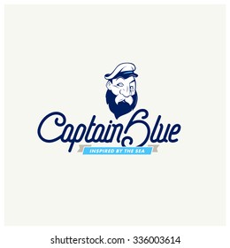 captain character with a lettering. fully editable vector illustration