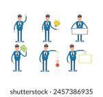 captain characters set in various poses vector illustration