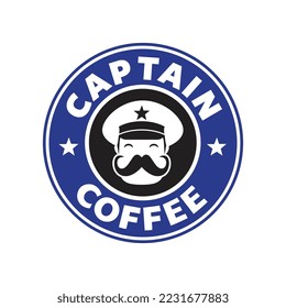 Captain Coffee logo icon template vector illustration.