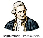 Captain Cook. James Cook, A British explorer, navigator, cartographer, and captain in the British Royal Navy. Vector illustration.