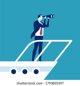 Captain. Direction Success. Businessman searches for the right direction. Business illustration
