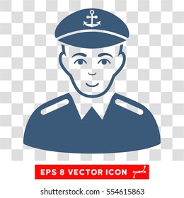Captain EPS vector pictograph. Illustration style is flat iconic blue symbol on chess transparent background.