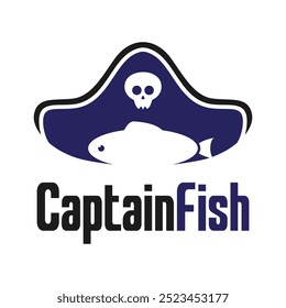 capitão peixe plano logotipo design minimalista