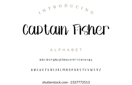Captain Fisher signature font alphabet vector illustration isolated Background