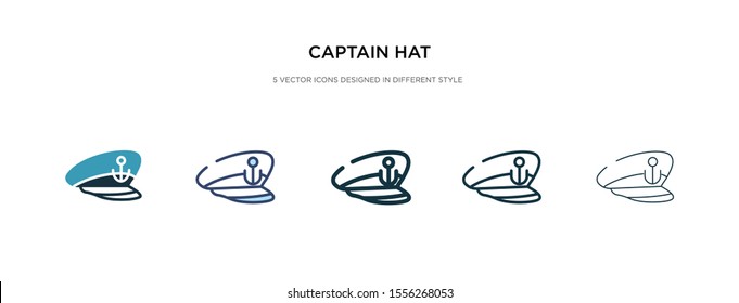 captain hat icon in different style vector illustration. two colored and black captain hat vector icons designed in filled, outline, line and stroke style can be used for web, mobile, ui