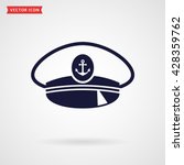 Captain hat icon isolated on white background. Sea, nautical and travel themes. Vector illustration.