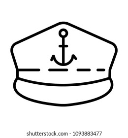 Captain hat icon isolated on white background. Sea, nautical and travel themes. Vector illustration.