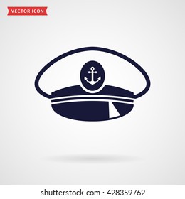 Captain hat icon isolated on white background. Sea, nautical and travel themes. Vector illustration.