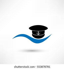 Captain hat icon isolated on white background