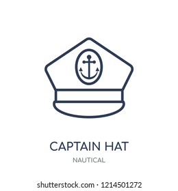 Captain Hat icon. Captain Hat linear symbol design from Nautical collection. Simple outline element vector illustration on white background.