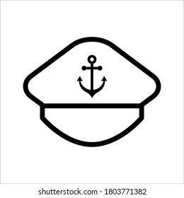 Captain hat icon. Marine hat icon vector on white background