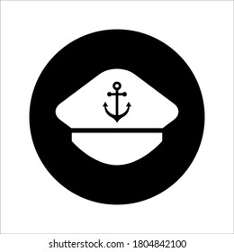 Captain hat icon. Marine hat icon vector on white background