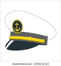 Captain hat icon. Marine hat icon vector. Sea captain's cap. Vintage Captain Hat Sailorman. Marine captain cap, sailor or nautical logo design element. Sailor captain hat for day of the seafarer