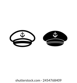 Captain hat icon. Marine hat icon vector color editable