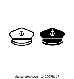 Captain hat icon. Marine hat icon vector color editable