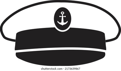 Captain Hat Icon On White Background. Marine Hat Sign. Flat Style.