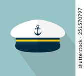 Captain hat icon. Sailor cap. Flat style with long shadow. Vector illustration