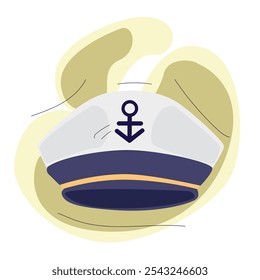 Capitán, ese icono. Gorra de marinero. Sombrero de marinero Elemento náutico marino.