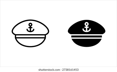 captain hat icon set. Linear vector from nautical concept. vector illutration on white background